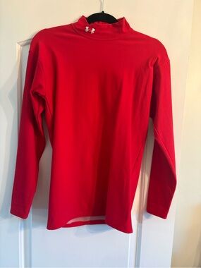 Under Armour Red Long Sleeve Performance Top with Logo